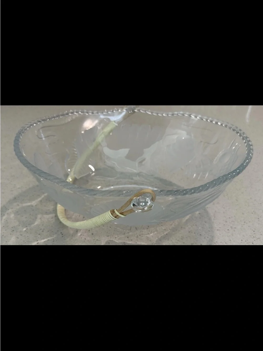 Glass Basket with Shell Etching - Clear